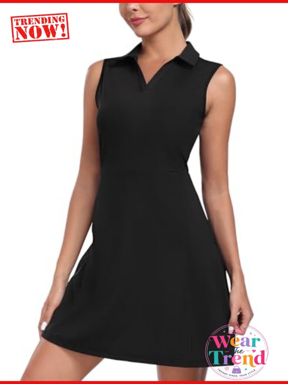 Sleeveless Athletic Tennis Golf Dress with Pockets Polo Workout